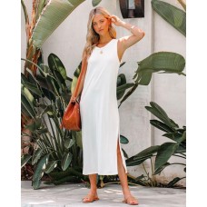 Laken Modal Blend Sleeveless Midi Dress - Ivory
