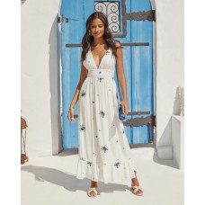Scenic Town Embroidered Floral Maxi Dress