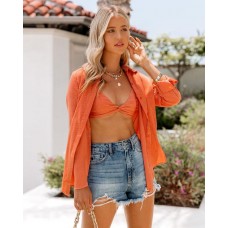 Polynesia Spotted Twist Front Bralette - Coral