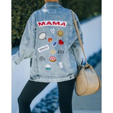 Mama’s Pocketed Patch Denim Jacket